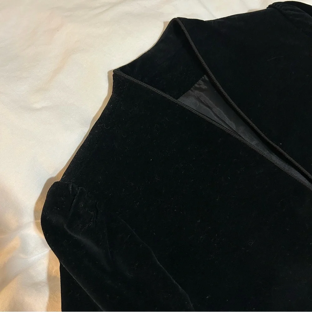 Vintage Velvet cropped Black Women's Jacket with rope trim details XS - Picture 7 of 12